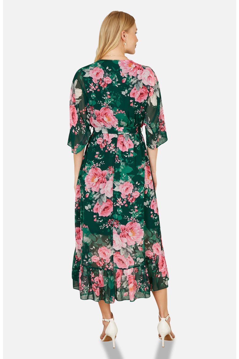 Midi Dip Hem Wrap Midi Dress, Alternate, color, Green