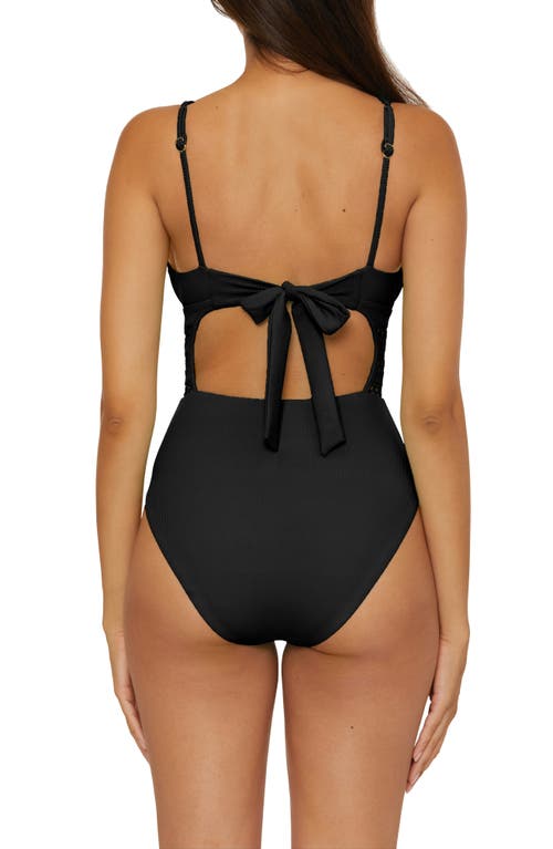 Becca Open Knit Inset One-piece Swimsuit In Black