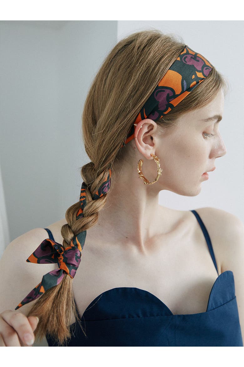 "Lost Cherries" Silk Skinny Scarf, Alternate, color, Pumpkin Orange