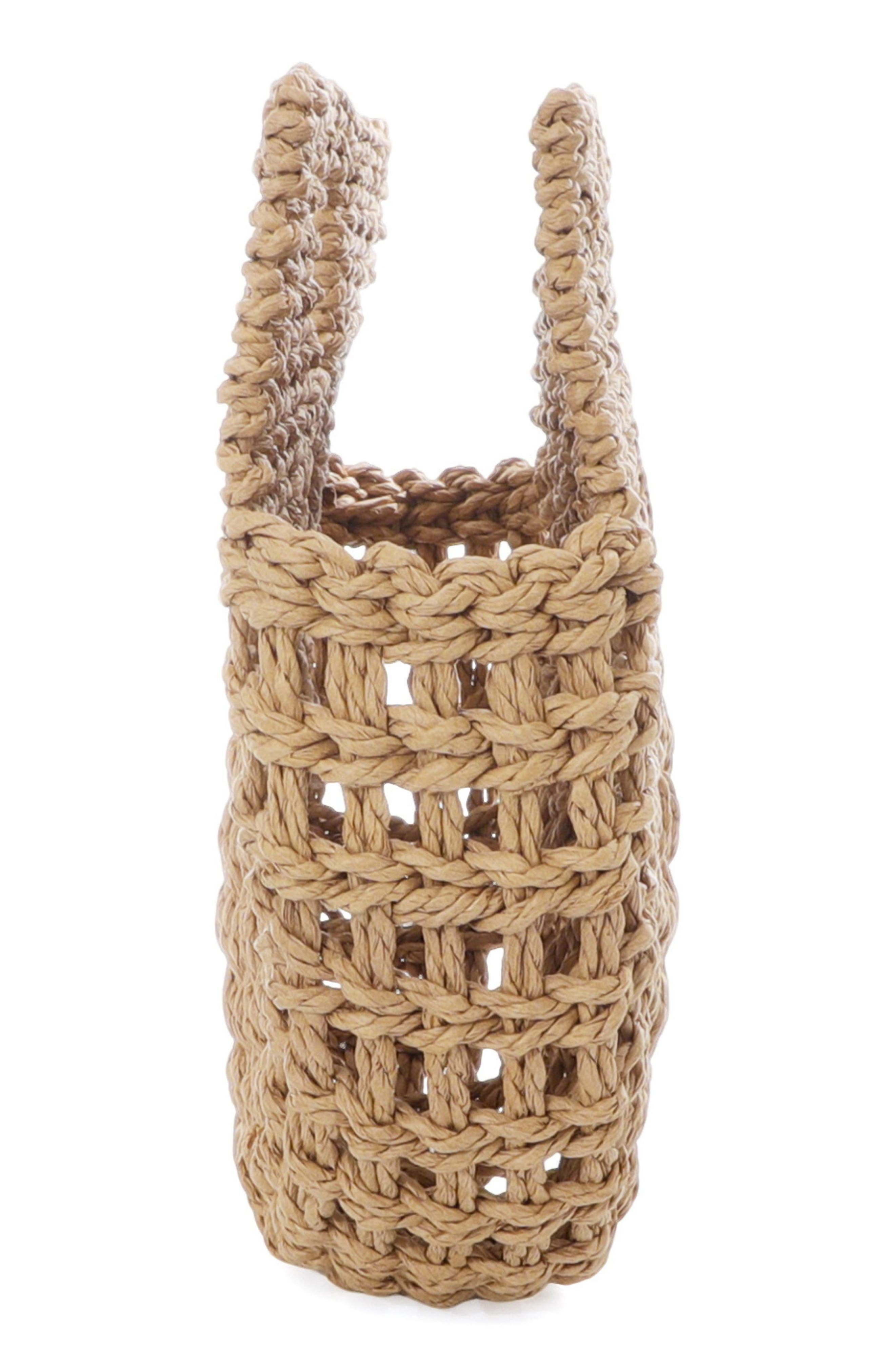 Adornia Straw Arc Clutch, Alternate, color, Brown