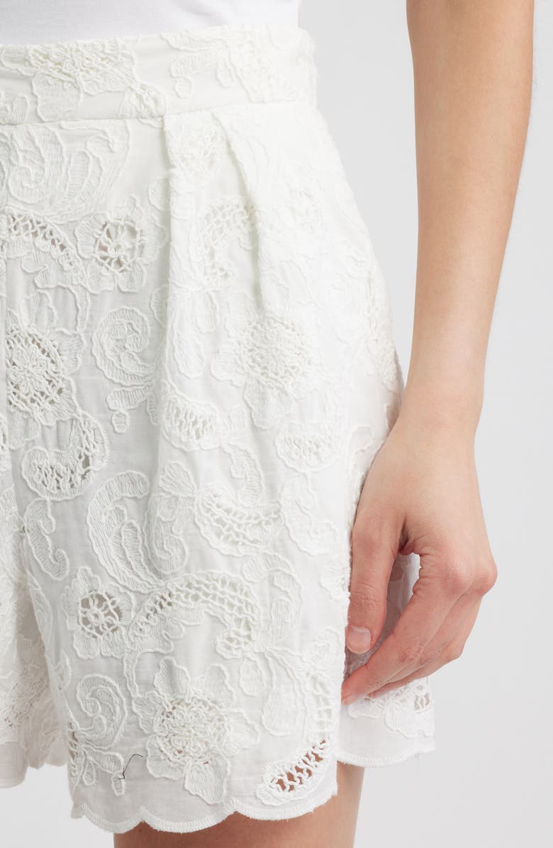 Nation LTD Archer Appliqué Cotton Shorts, Alternate, color, White