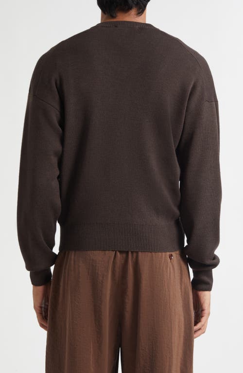 Lemaire Merino Wool Blend V-neck Sweater In Brown