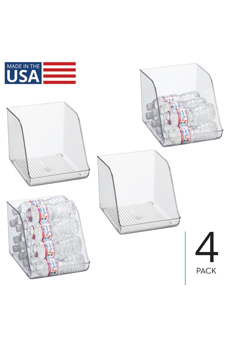 Plastic Water Bottle Organizer for Fridge Clear Bottle Holder for Kitchen and Pantry 4-Pack, Alternate, color, Clear