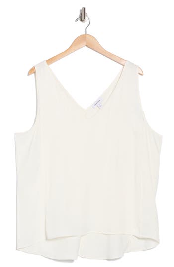 Nordstrom Double V-neck Tank In Ivory Tofu