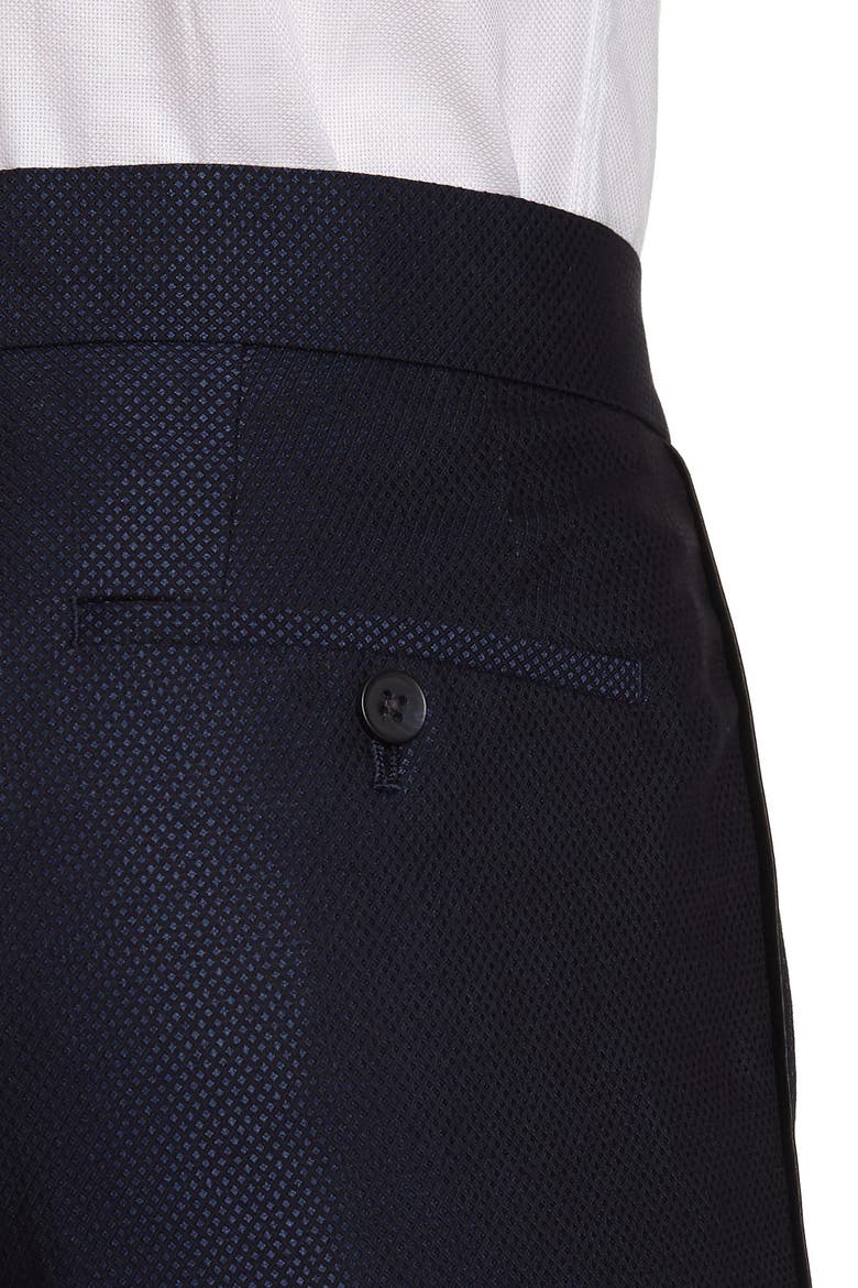 Slim Fit Navy Check Satin Lapel Tuxedo Suit, Alternate, color, NAVY