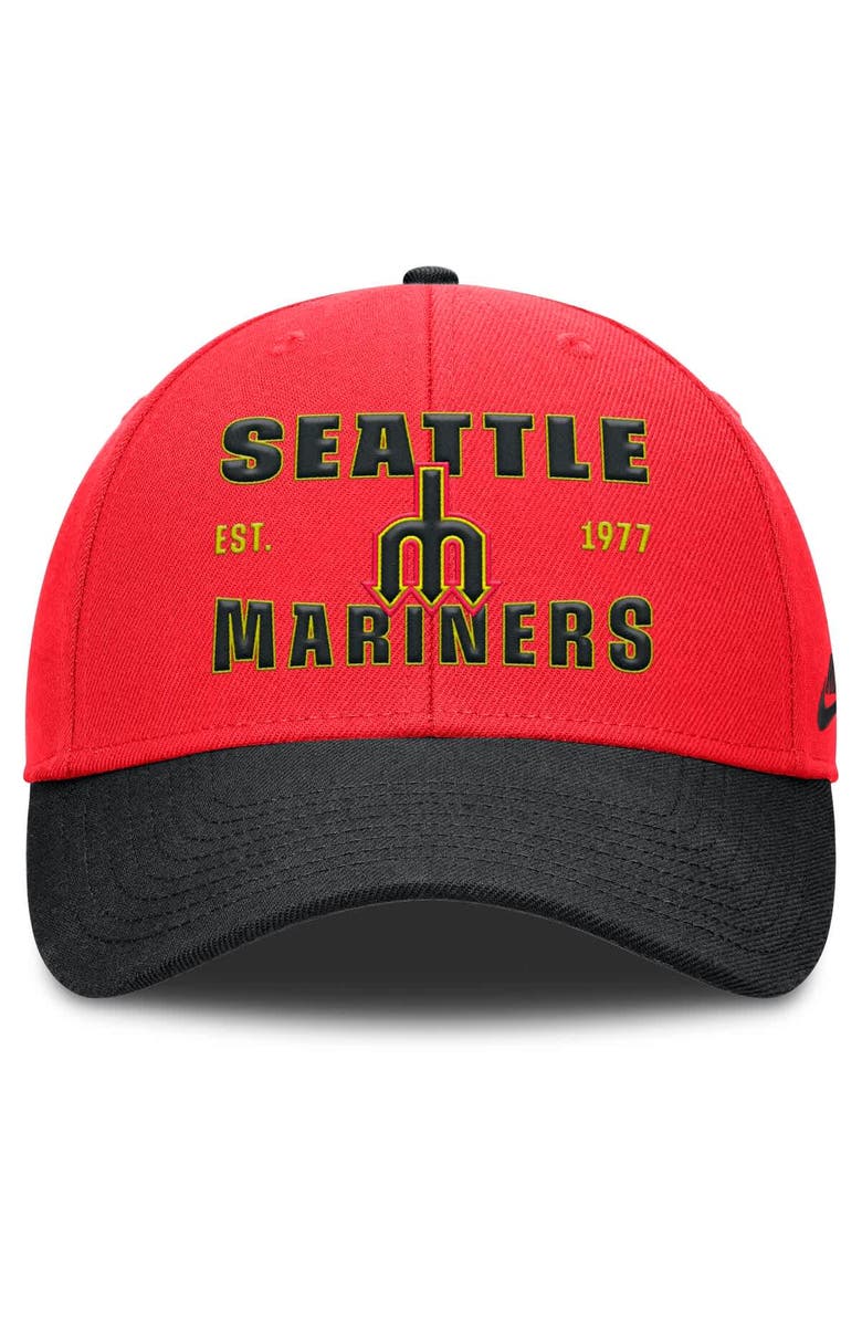 Nike Men's Nike Crimson/Black Seattle Mariners Neon 90s Rise Adjustable Hat, Alternate, color, Crimson