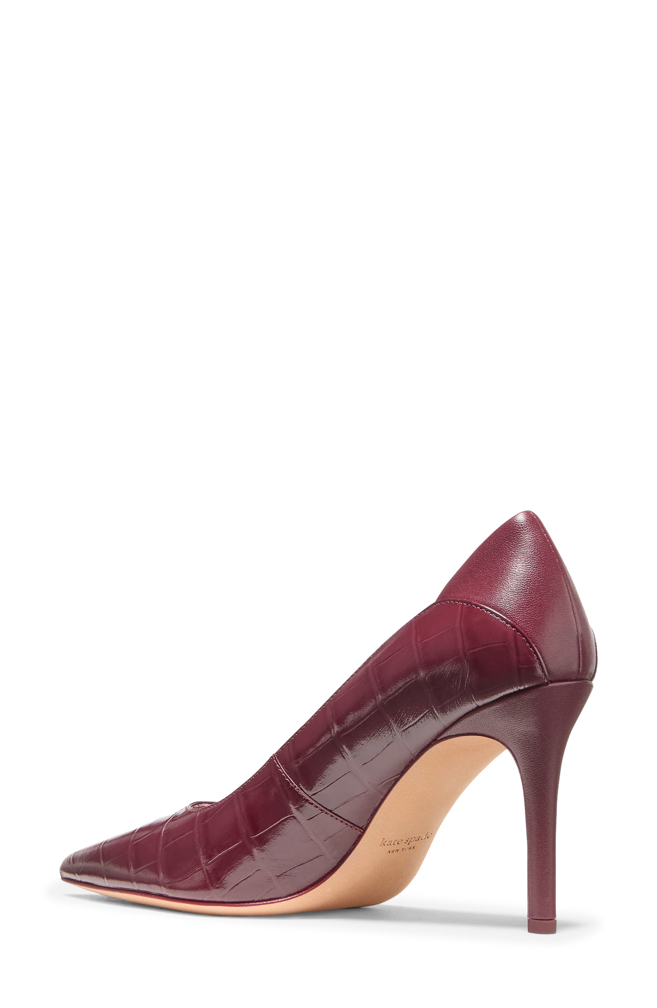 Dphne Croc Embossed Leather Pump, Alternate, color, CHERRY JUICE