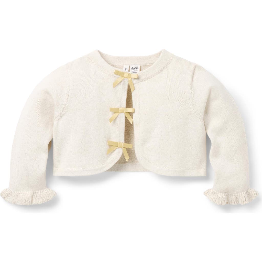 Janie And Jack Baby Bow Cropped Cardigan In White