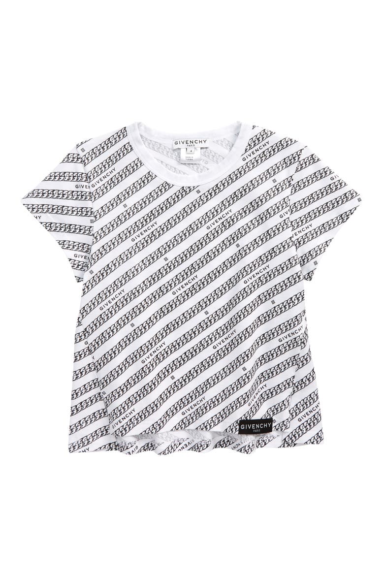 Givenchy Kids' Logo Chain Print Cotton Graphic Tee, Main, color, 10B WHITE