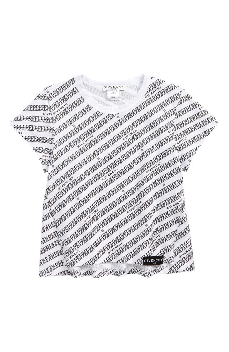 GIVENCHY KIDS ' Logo Chain Print Cotton Graphic Tee, Main, color, 