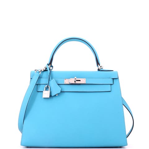 Kelly Handbag Blue Epsom with Palladium Hardware 28