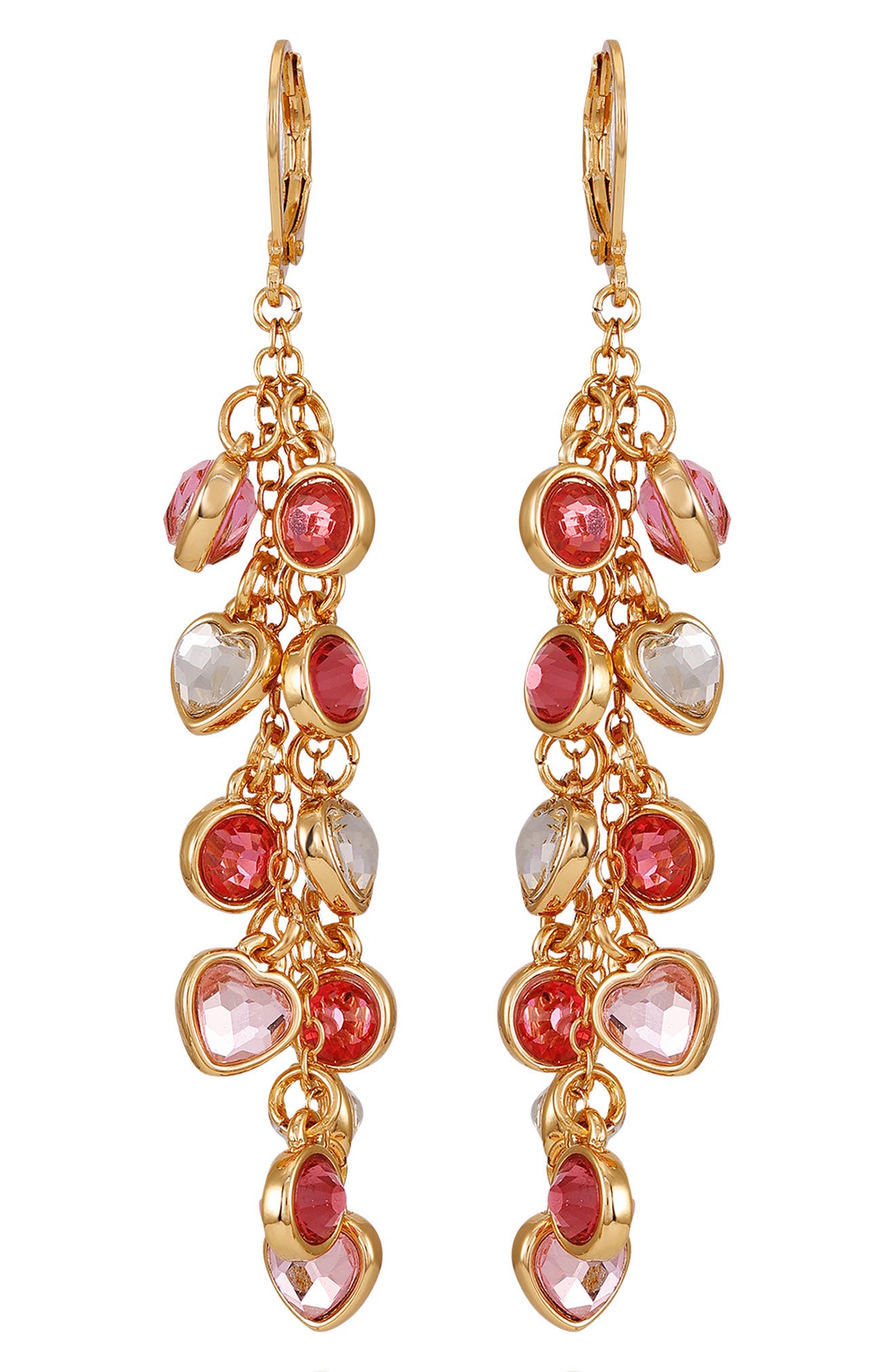 GUESS Heart Crystal Linear Drop Earrings