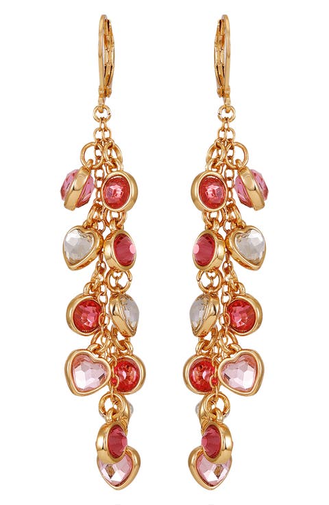 Heart Crystal Linear Drop Earrings