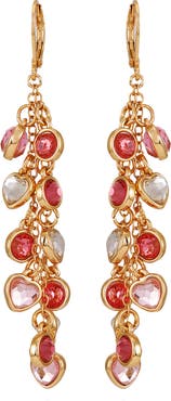 GUESS Heart Crystal Linear Drop Earrings