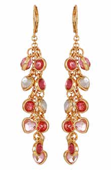 GUESS Heart Crystal Linear Drop Earrings