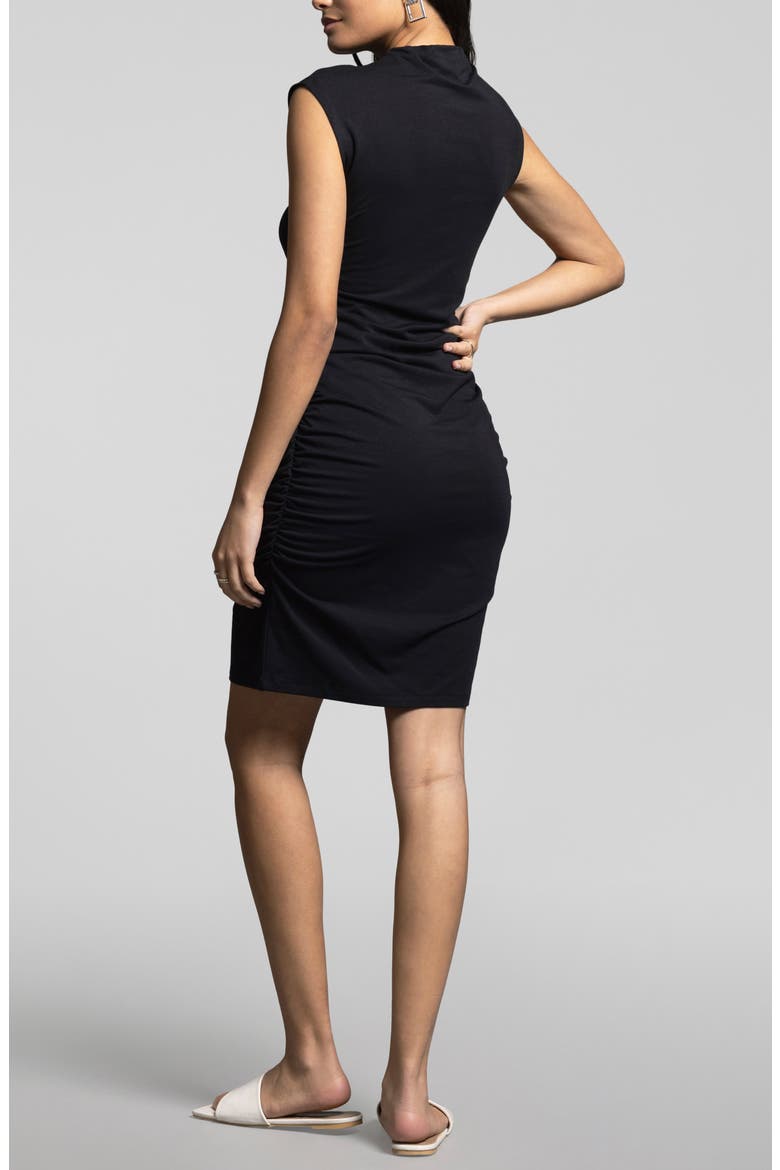 Bonnie Ruched Body-Con Dress, Alternate, color, BLACK
