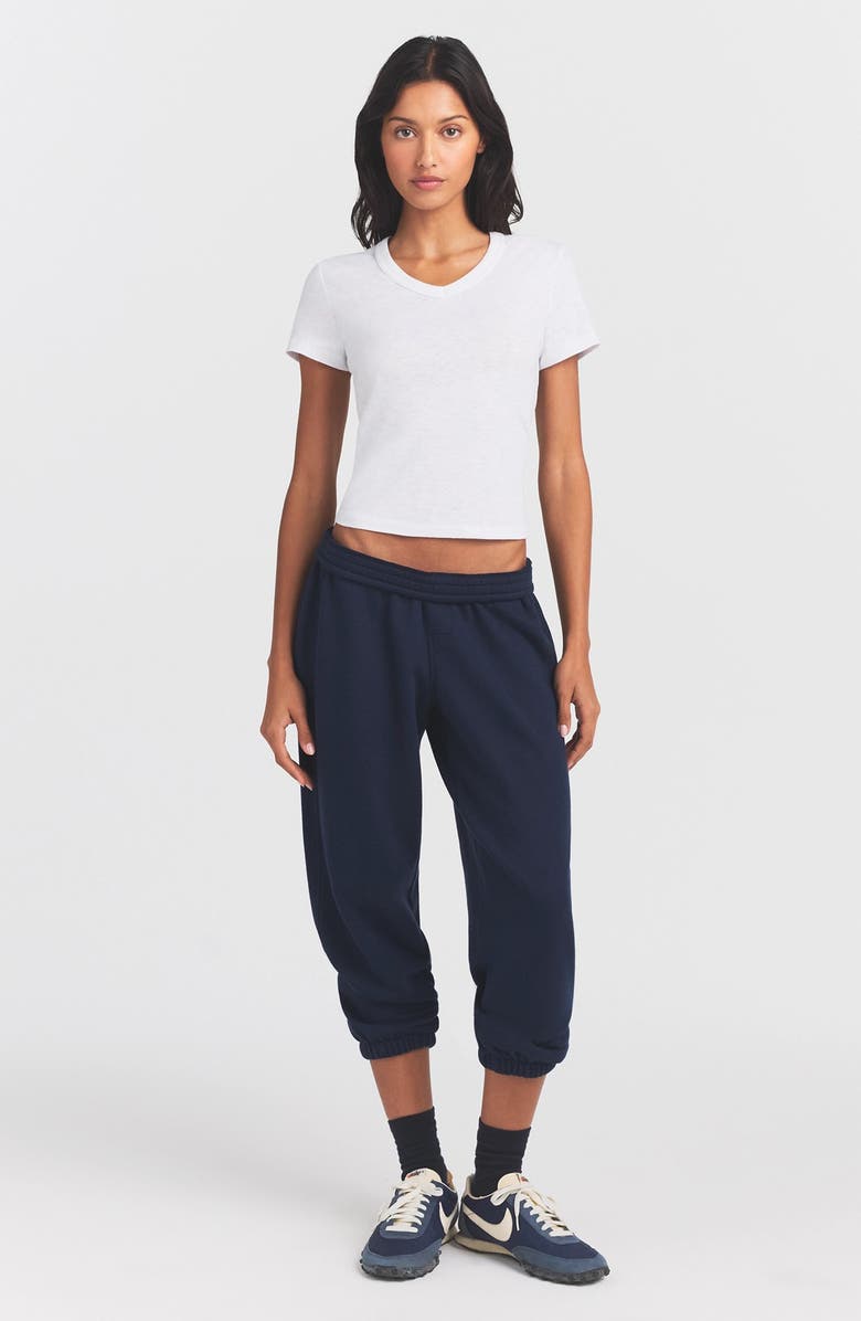 SKIMS Worn In Jersey V-Neck Baby Tee, Alternate, color, Snow