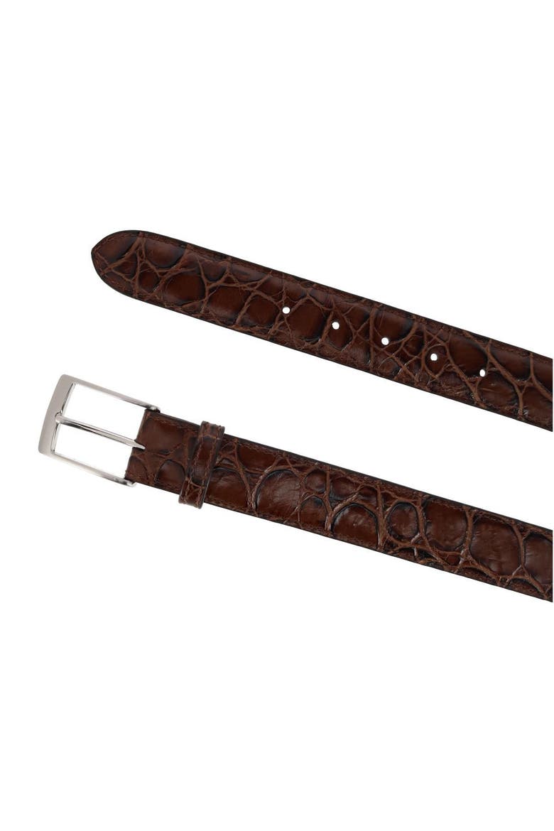 Toby Mock Turtle Embossed Italian Leather 35mm Belt, Alternate, color, Brown