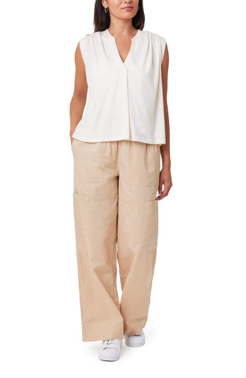 Scotch & Soda Split Neck Cotton Top In Soft Ice