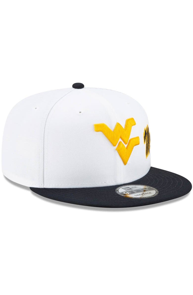 New Era Men's New Era White/Navy West Virginia Mountaineers Two-Tone Side Script 9FIFTY Snapback Hat, Alternate, color, 