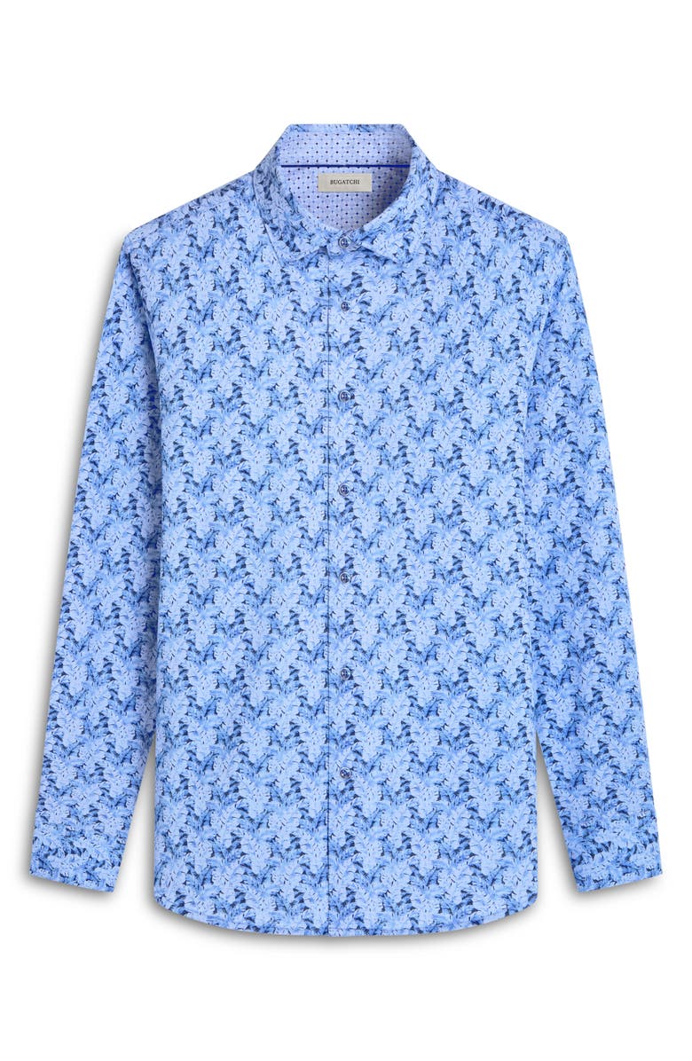 Bugatchi Jimmy OoohCotton<sup>®</sup> Leaf & Diamond Print Button-Up Shirt, Alternate, color, Air Blue