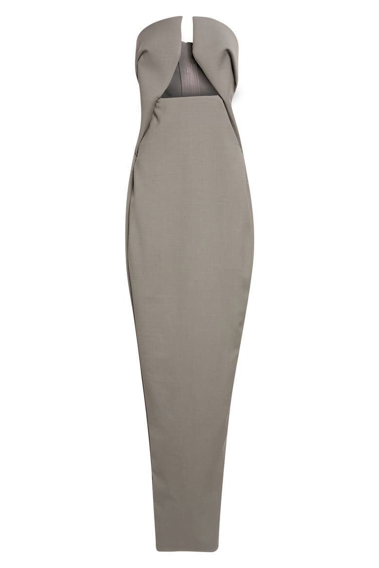 Abito Prong Cutout Strapless Wool Blend Gown, Main, color, STEEL