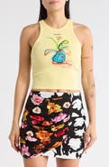 Desigual Ribbed Crop Graphic Tank