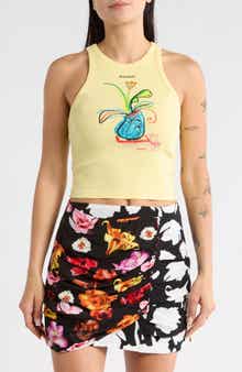 Desigual Ribbed Crop Graphic Tank