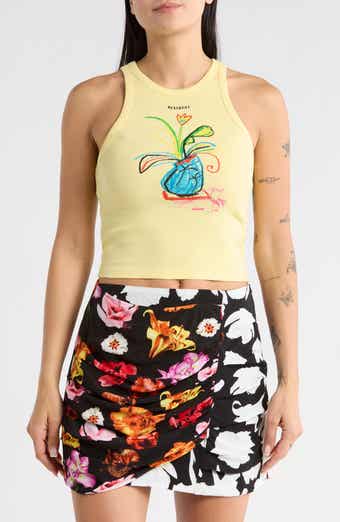 Desigual Ribbed Crop Graphic Tank