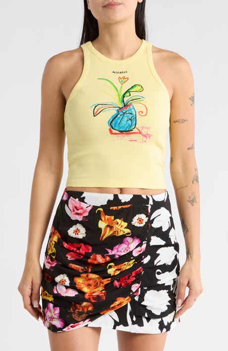 Desigual Ribbed Crop Graphic Tank