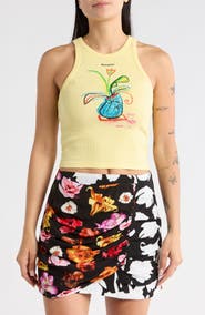Desigual Ribbed Crop Graphic Tank