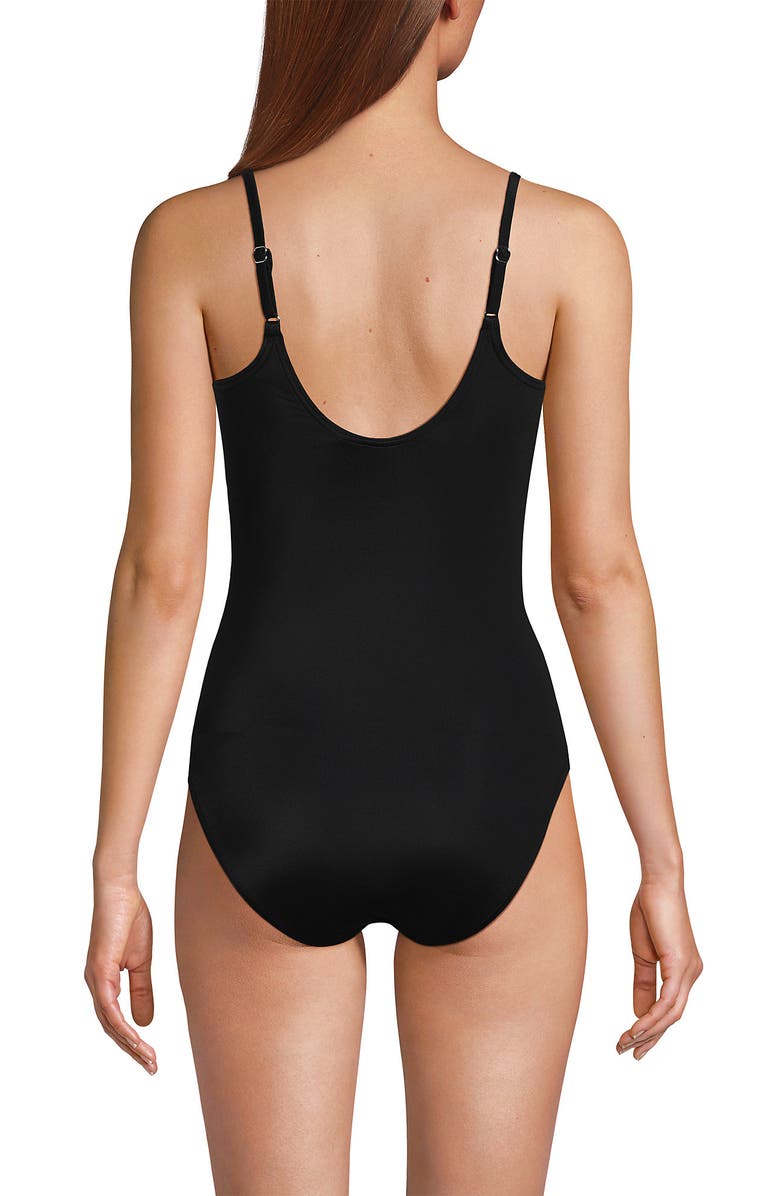 Lands' End D-Cup Tugless Thin Strap One Piece Swimsuit, Alternate, color, Black