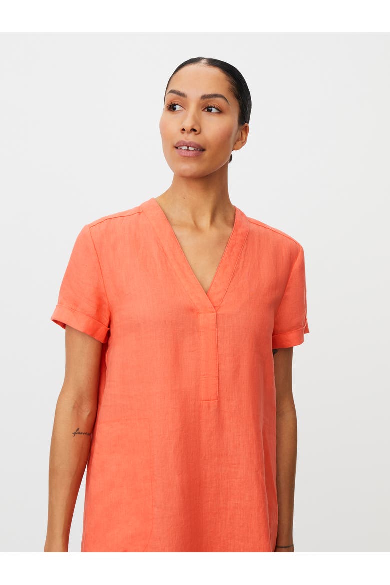 Manareela Linen V-Neck Tunic Dress, Alternate, color, Camellia