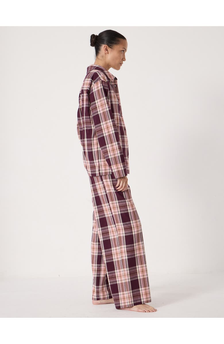 Hush Cotton Check Print Pajamas, Alternate, color, Burgundy Red