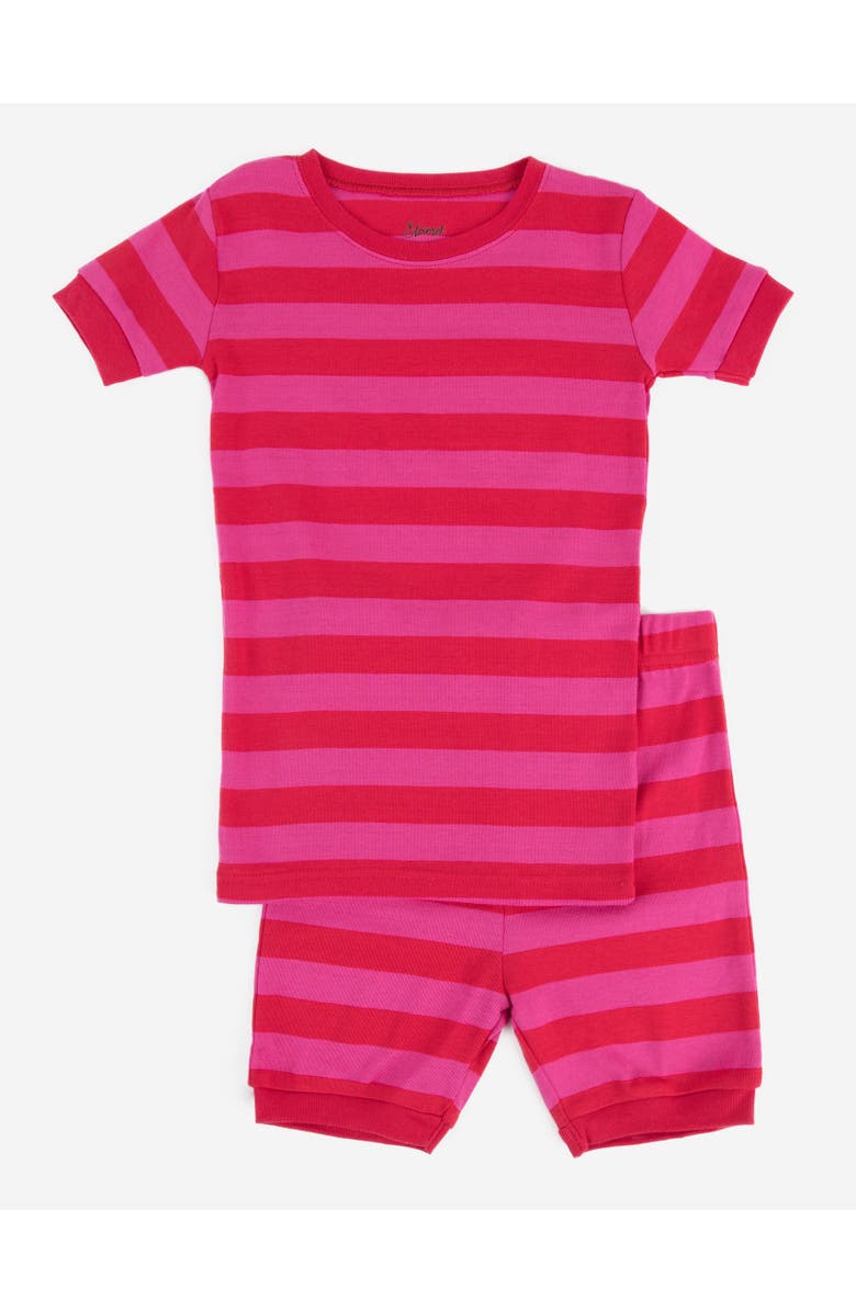 Leveret Kids Short Sleeve Cotton Striped Matching Family Pajamas, Main, color, Red & Pink