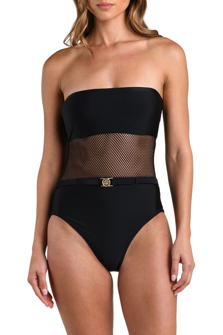 Tory Belted One-Piece Swimsuit, Alternate, color, BLACK