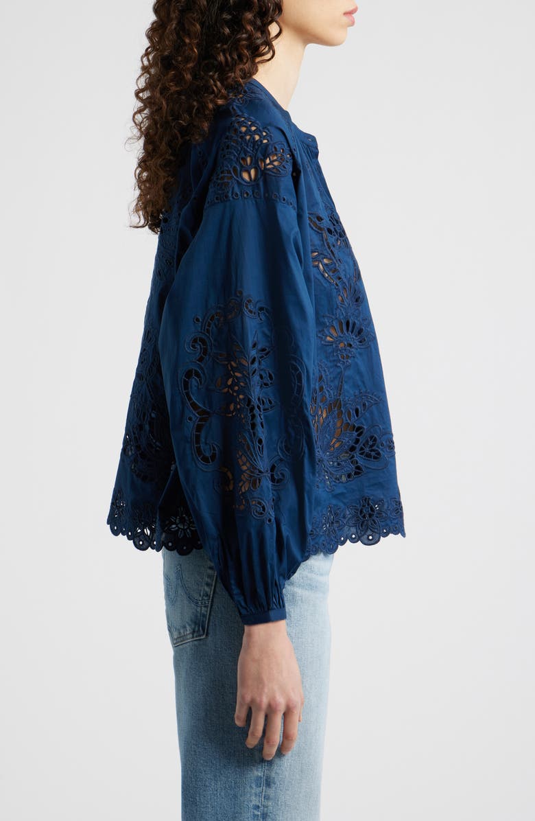 FARM Rio Artisanal Button-Up Top, Alternate, color, Navy Blue