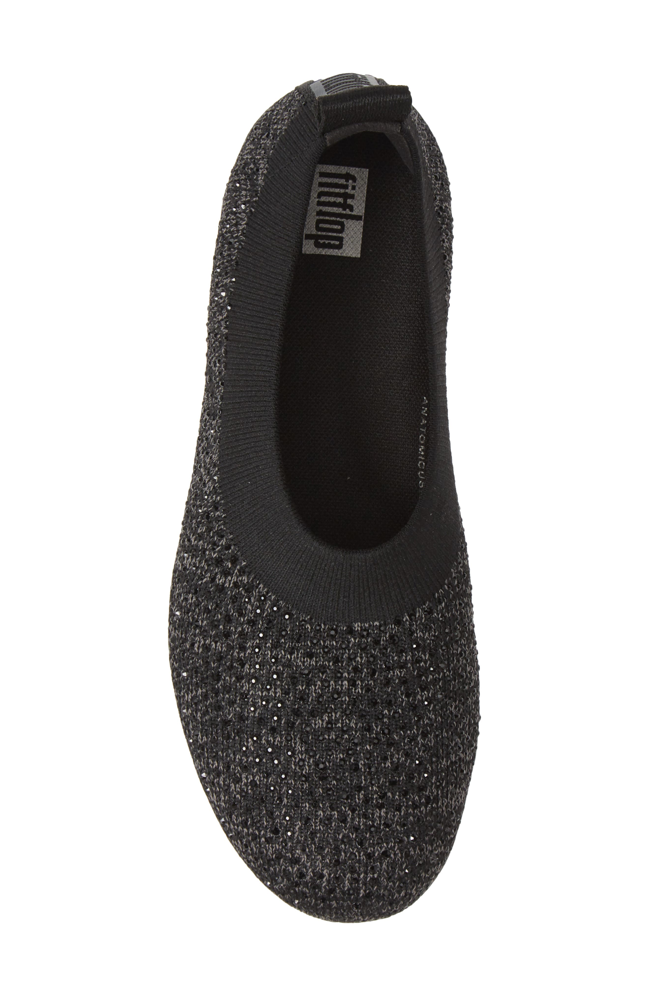 FitFlop Uberknit<sup>™</sup> Crystal Ballerina Slip-On Sneaker, Alternate, color, Black/Soft Grey