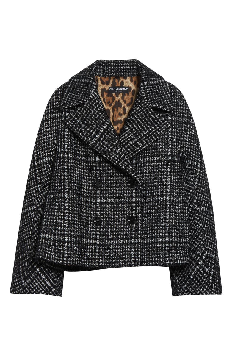 Dolce&Gabbana Double Breasted Plaid Crop Jacket, Alternate, color, Quadri-Check-Tartan