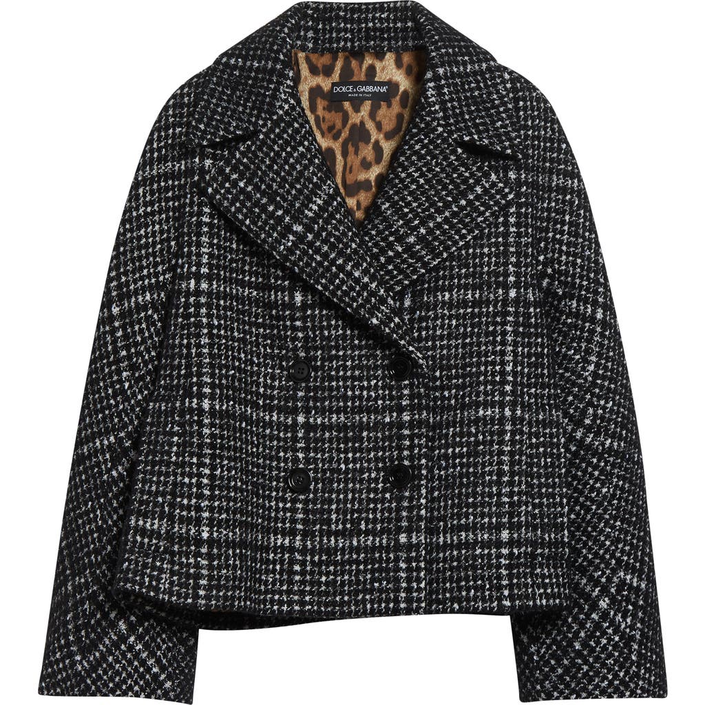 Dolce & Gabbana Houndstooth Wool-blend Jacket In Black
