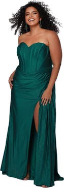 Sydney's Closet Strapless Corset Slim Fitted Plus Size Gown