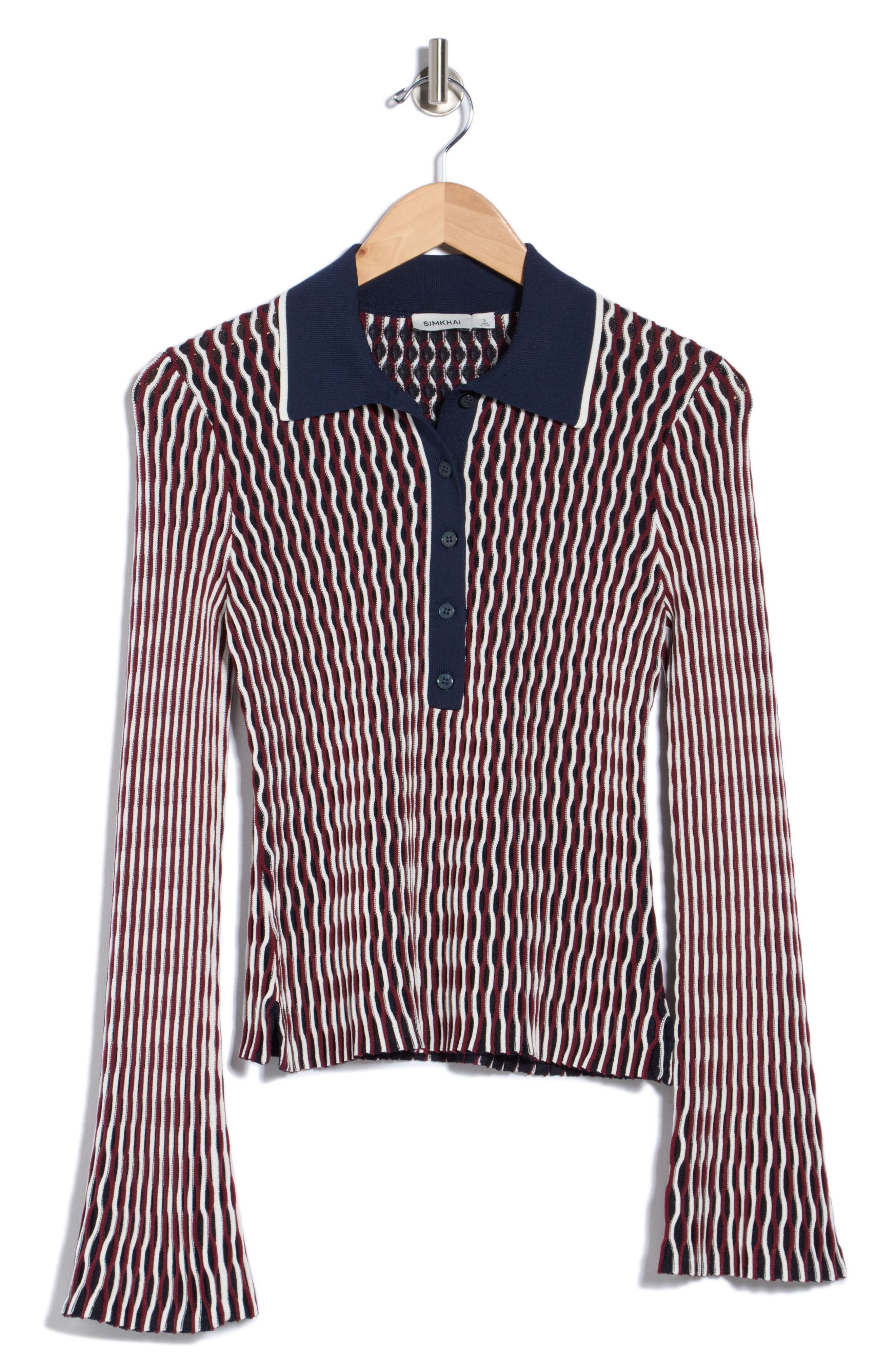 Colleen Stripe Long Sleeve Polo Top