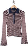 Simkhai Colleen Stripe Long Sleeve Polo Top