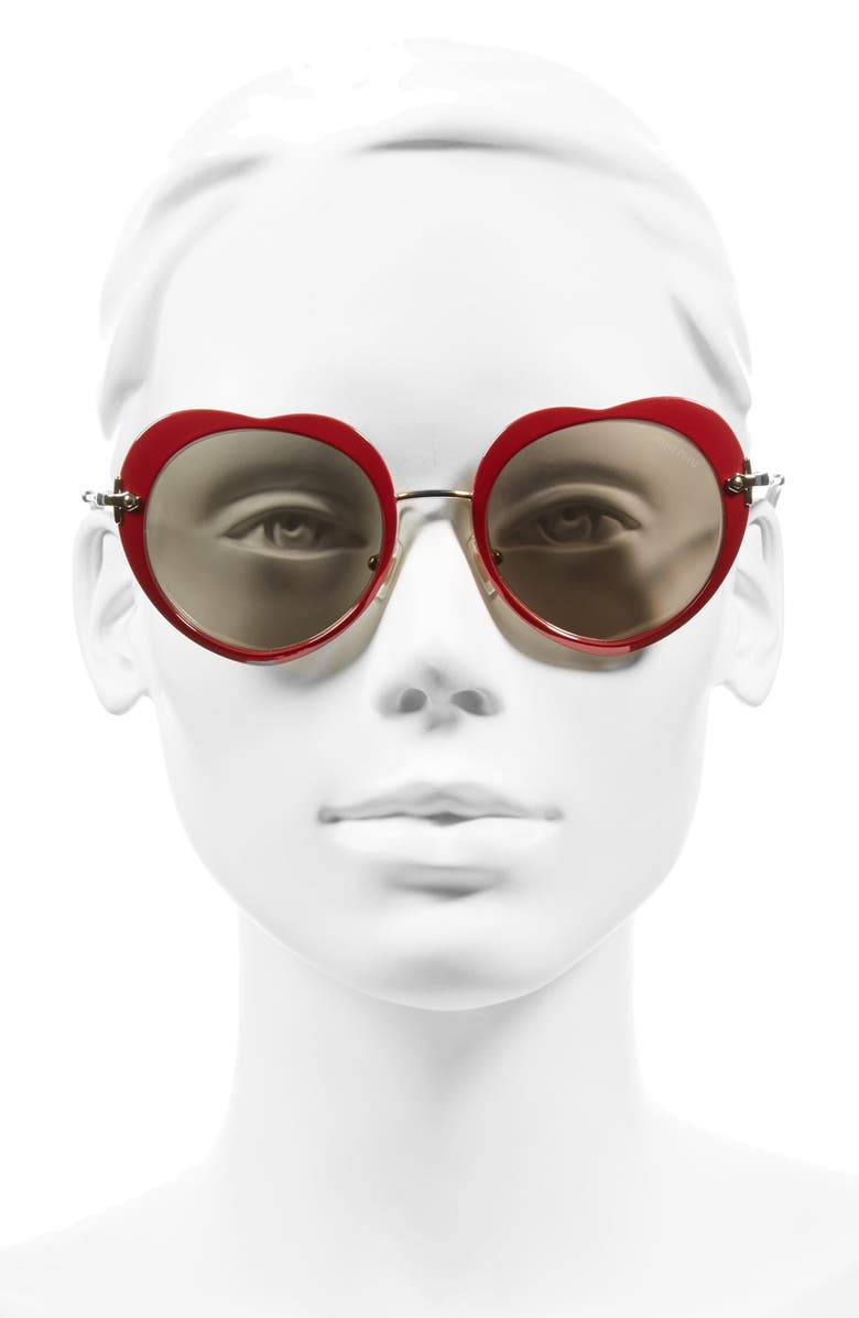 Miu Miu 52mm Irregular Heart Sunglasses, Alternate, color,