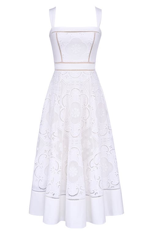 House Of Cb Womens White Ava Broderie-anglaise Stretch-cotton Midi Dress In White