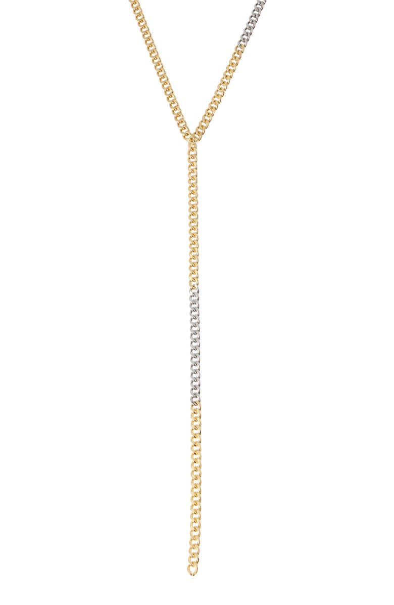 AllSaints Two-Tone Curb Chain Y Necklace, Alternate, color,