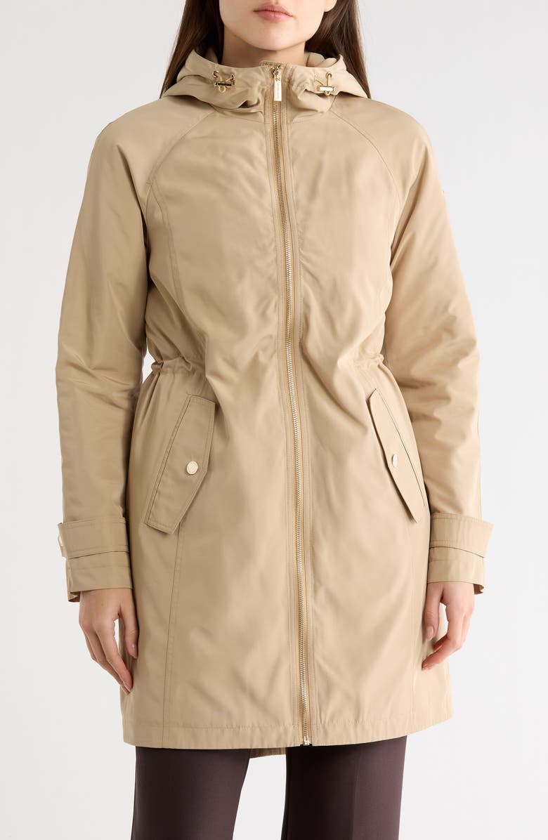 Michael Kors Long Rain Coat, Main, color, Khaki
