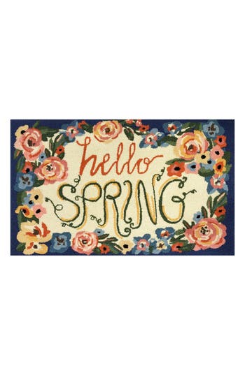 R16 Home Hello Spring Doormat In Navy/multi