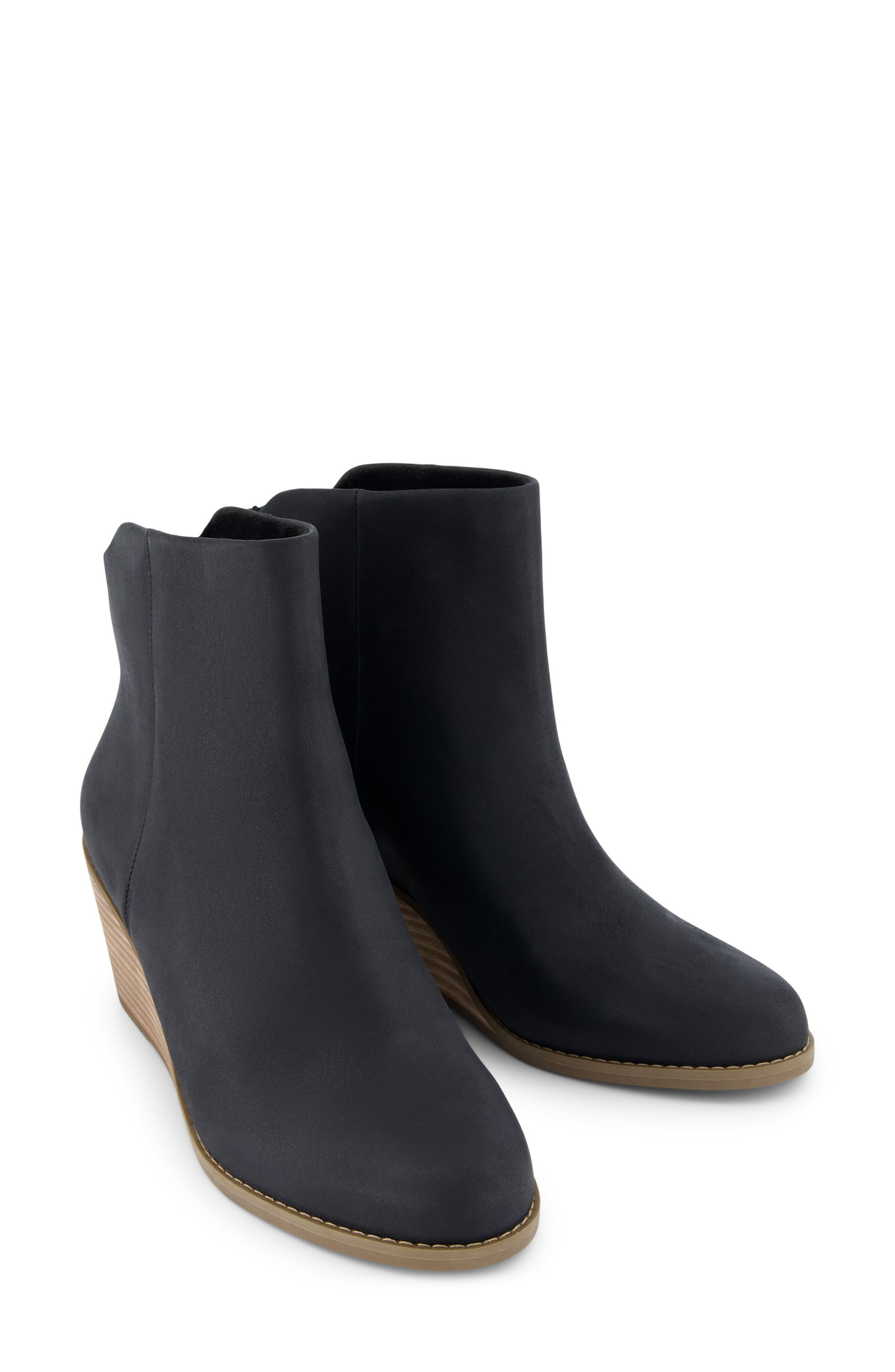 Casey Leather Wedge Boot, Alternate, color, BLACK