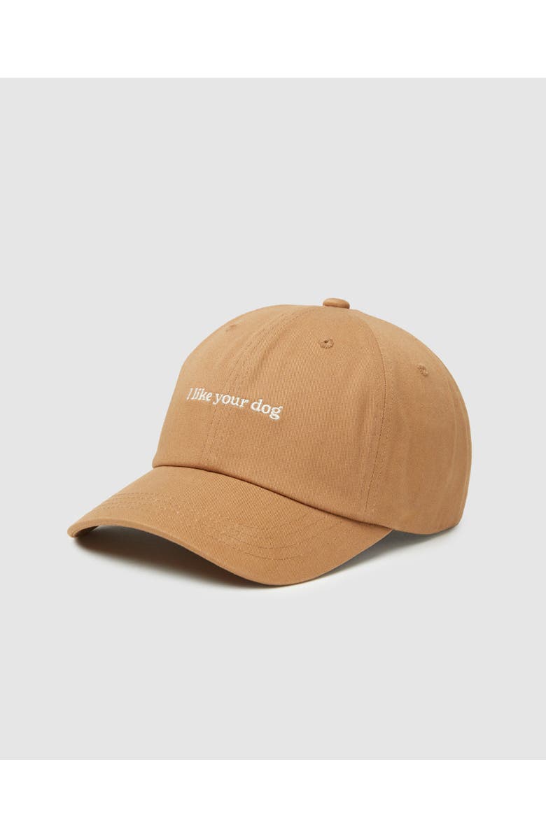 tentree Slogan Peak Hat, Main, color, Camel/I Like Your Dog